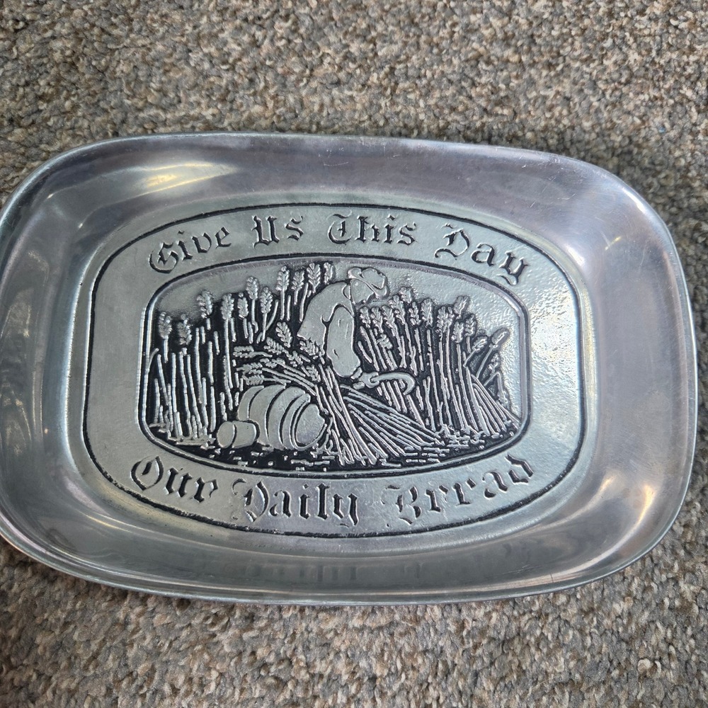 Wilton Armetale Give Us This Day Our Daily Bread Pewter Tray Mount Joy PA USA